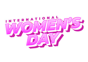 Fototapeta premium Bold pink 3d text reading International Womens Day on white background