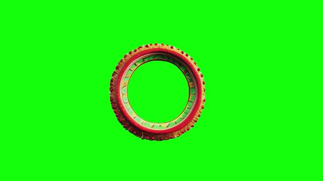 Mexican pattern circle frame animated on green screen background
