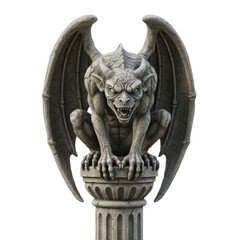 Stone gargoyle statue on a pedestal with wings