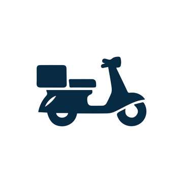 Minimalist Dark Blue Delivery Scooter Icon for Fast Shipping Service