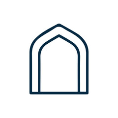 Minimalist Dark Blue Islamic Arch Icon For Web And Print Design