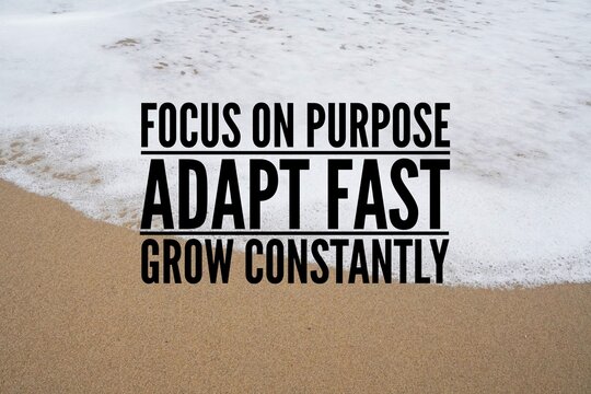 Words or quotes of inspiration and motivation to succeed Focus on purpose. Adapt fast. Grow constantly.