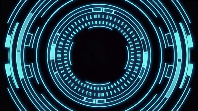 Futuristic blue neon circle technology background.