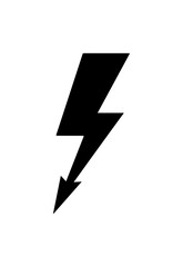 Black lightning bolt symbol on transparent background