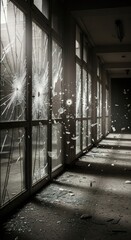 Broken Windows in Abandoned Building.