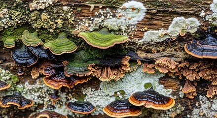 Obraz premium A close-up view of fungi growing on a tree