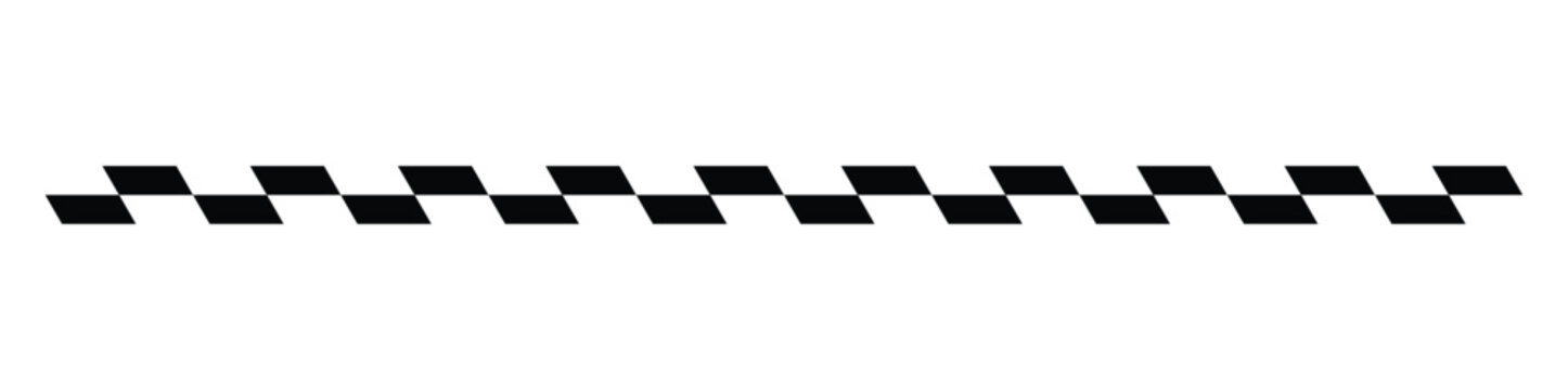 Minimal checkered racing stripe divider, motorsport speed line element for automotive branding, website headers and competition graphics