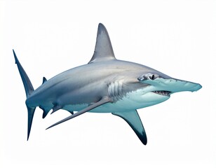 Naklejka premium Stunning Hammerhead Shark in Clear Waters - A Marine Marvel.