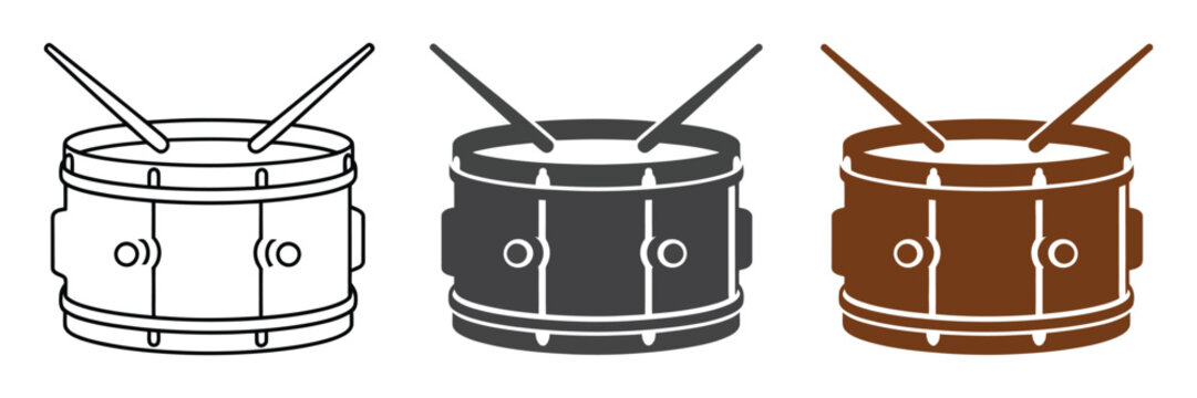 Snare Drum Icon, Vector Illustration of Musical Instrument, Drum Sign, Editable Graphics of Percussion Instruments