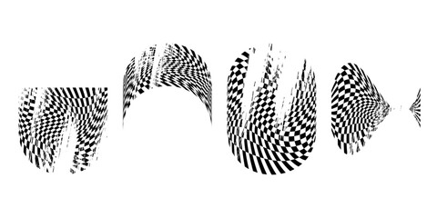 Finish flag grunge vector set. Grungy checkered flags collection.