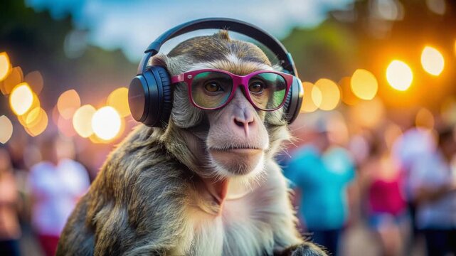 フェスで踊るサングラス猿の音楽時間