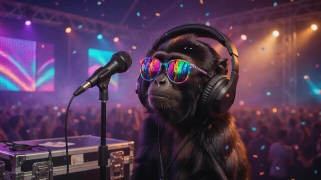 フェスで踊るサングラス猿の音楽時間