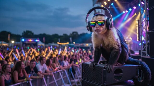 フェスで踊るサングラス猿の音楽時間