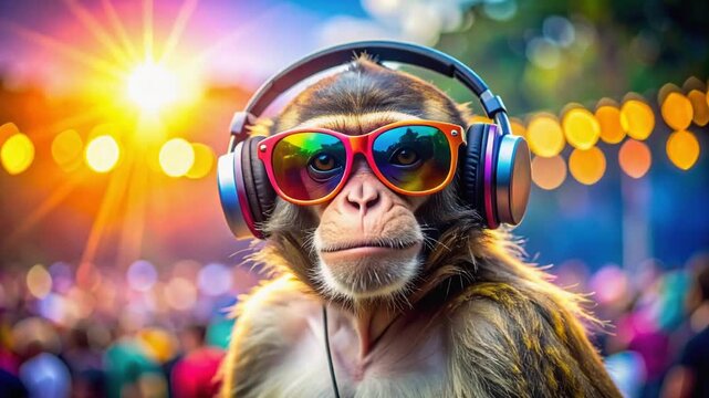 フェスで踊るサングラス猿の音楽時間