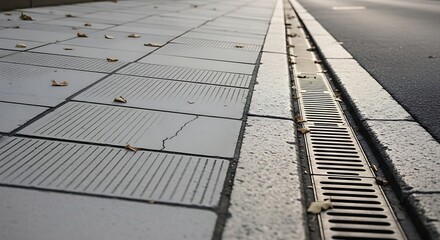 City Sidewalk with Drainage Grating.