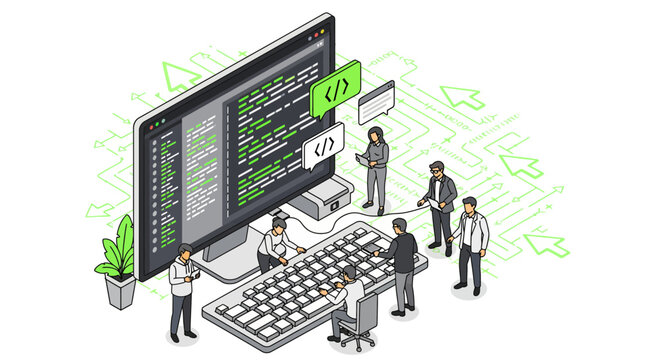 Developers Working on Computer Code Project.