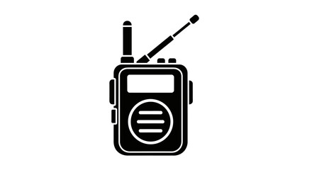 Simple black and white illustration of a handheld radio device.