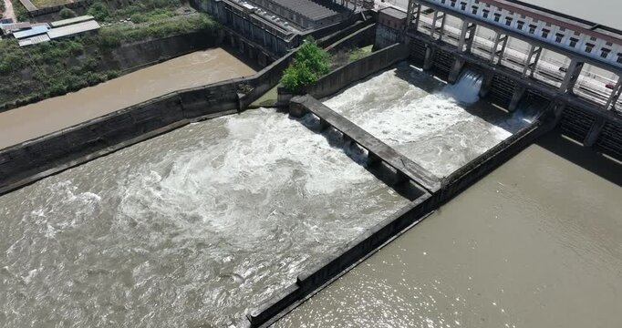 Hydropower station flood discharge in sichuan, China