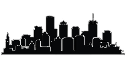 A striking black skyline showcases a modern city s architectural forms in a bold silhouette high quality professional detailed © MIRAJ02