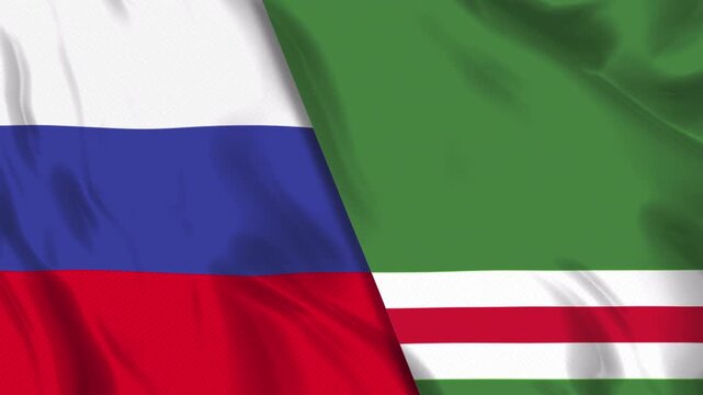 Russia and Chechen Repub-lic of Ichkeria Joint Flag Animation Loop, Ultra HD 4k