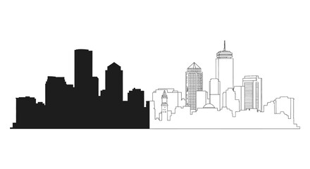 Fototapeta premium A striking depiction of a city skyline transitioning from dark to light creating a dramatic silhouette high quality