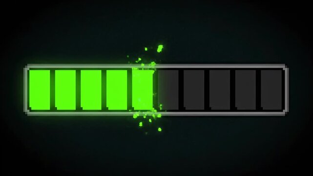 Loading animation glitch with green pixelated progress bar