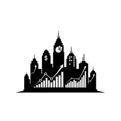 Obraz premium Black city skyline silhouette with graphs