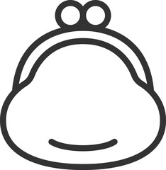 がま口財布のアイコン（線画）のイラスト