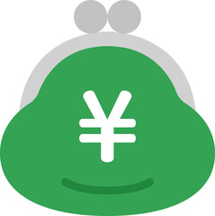 円マークのついた、がま口財布のアイコンのイラスト
