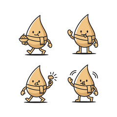 Fototapeta premium Cartoon water drop characters in various dynamic poses with happy expressions