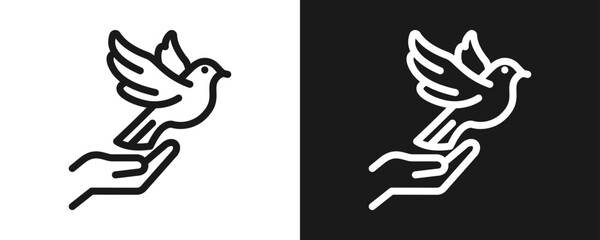 Freedom Icon Set Outline In White And Black Background © hans_ts