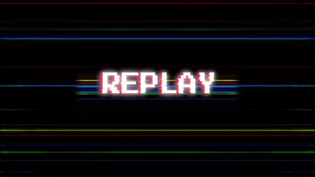 Replay Glitch Text Animation Retro Screen Effect