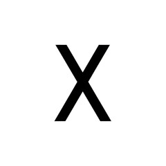 Obraz premium Bold uppercase black letter X on a pure white canvas, a versatile graphic element signifying multiplication, a cross, or a placeholder symbol, ideal for design and educational uses