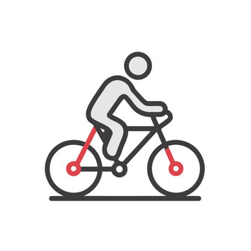 Simple Icon of a Person Cycling on a Bicycle in a Flat Design Style for Sports and Travel