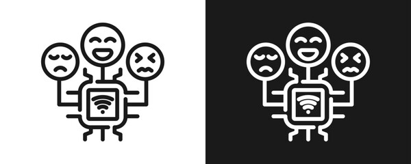 Fototapeta premium Emotion Ai Icon Set Outline In White And Black Background