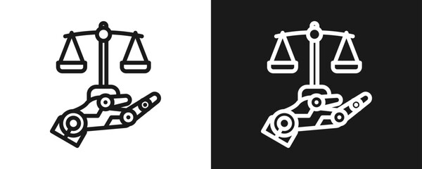 Legal Ai Icon Set Outline In White And Black Background