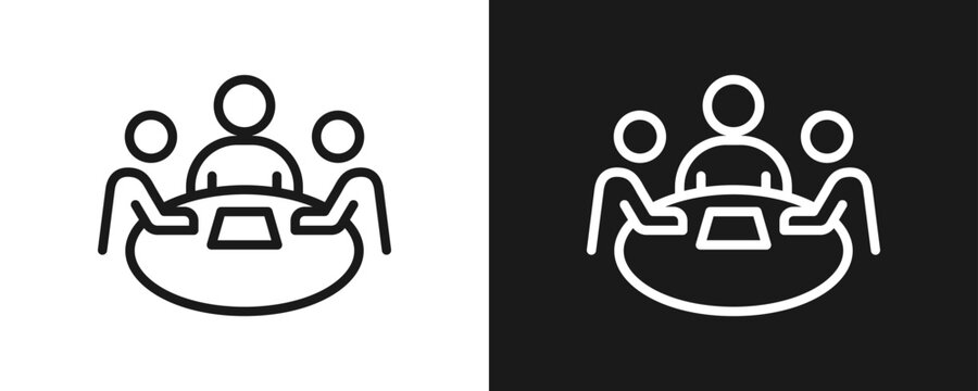 Board Of Directors Icon Set Outline In White And Black Background