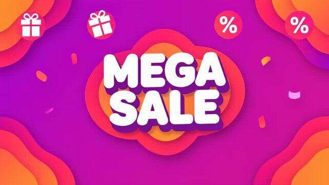 Mega sale motion graphic for promotional banner background