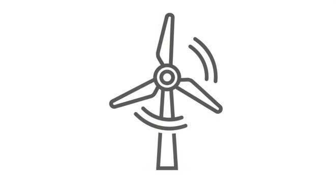 Wind turbine icon with rotating blades for renewable energy and sustainable power generation