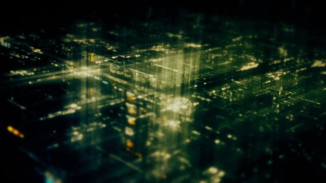 Futuristic digital data network with glowing cyber interface grids and dynamic light streams representing artificial intelligence, cybersecurity, fintech systems, blockchain infrastructure, and cloud 