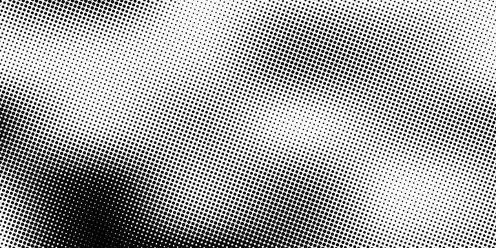 Grunge halftone gradient background. Faded grit noise texture. White and black sand wallpaper. Retro pixelated backdrop. Anime or manga style comic overlay. Vector graphic design textured template