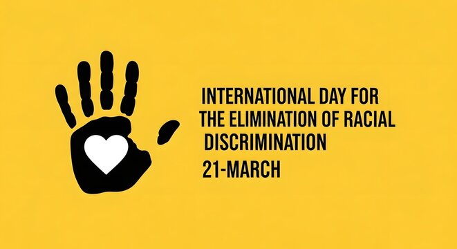 Hand with heart symbol for international day for the elimination of racial discrimination