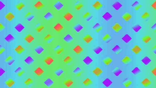 Vibrant abstract geometric pattern featuring a repeating grid of colorful gradient rhombuses on a soft blue and green gradient background, creating a dynamic and modern visual texture for digital