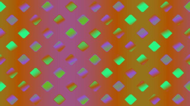 Mesmerizing abstract geometric background featuring a repeating grid of glowing diamond shapes with a vibrant gradient of purple, orange, and green hues creating a futuristic and energetic visual