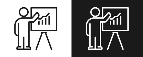 Fototapeta premium Presentation Icon Set Outline In White And Black Background