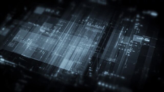 Futuristic digital data network with glowing cyber interface grids and dynamic light streams representing artificial intelligence, cybersecurity, fintech systems, blockchain infrastructure, and cloud 