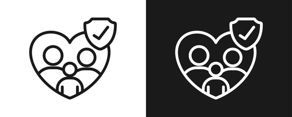 Life Insurance Icon Set Outline In White And Black Background