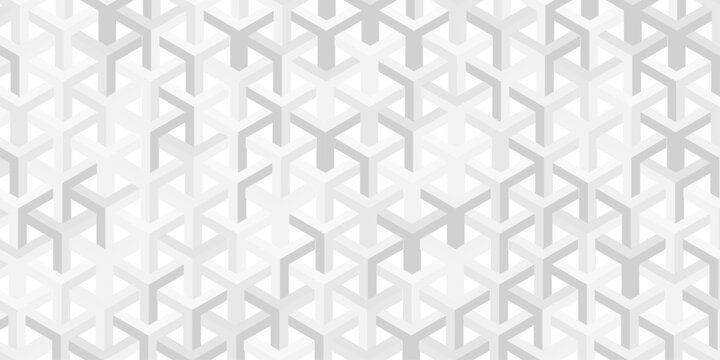 abstract white and gray isometric decoration geometric cube background. vector triangle tile design. Decoration mosaic design retro seamless element wallpaper.