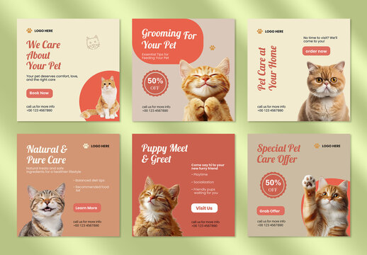 Pet Care Social Media Post Template