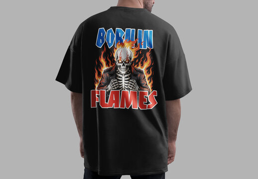 Skeleton On Fire Streetwear Tshirt Design
